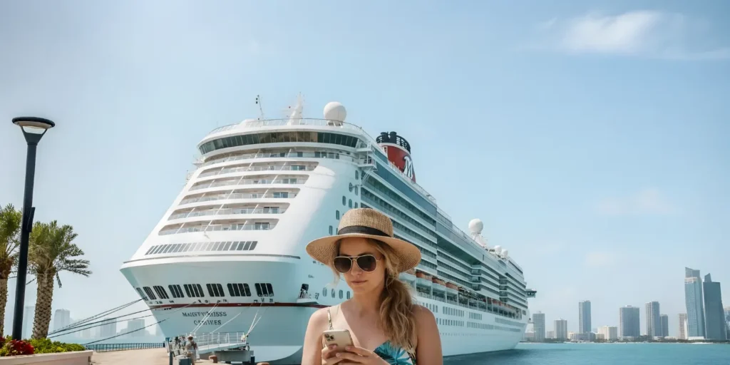 lady contacting shuttle port Miami website